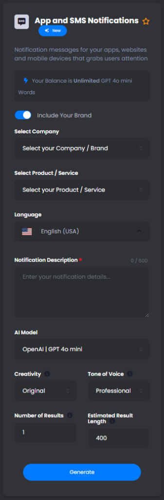App and SMS Notifications