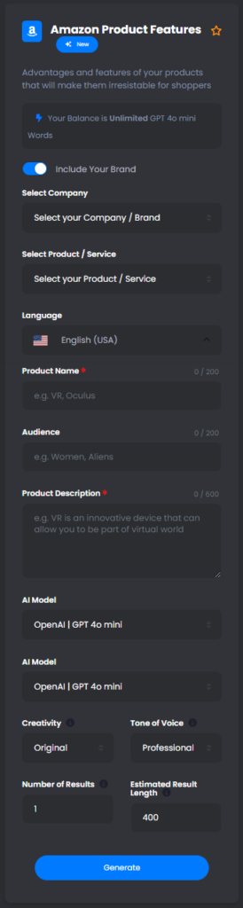 Amazon Product Features