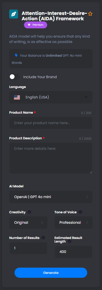 Attention-Interest-Desire-Action (AIDA) Framework