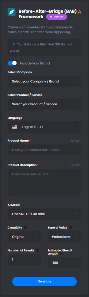 Before–After–Bridge (BAB) Framework