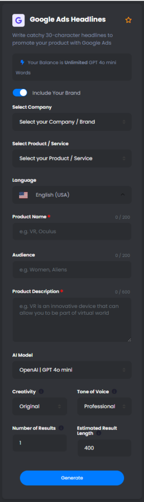 Google Ads Headlines