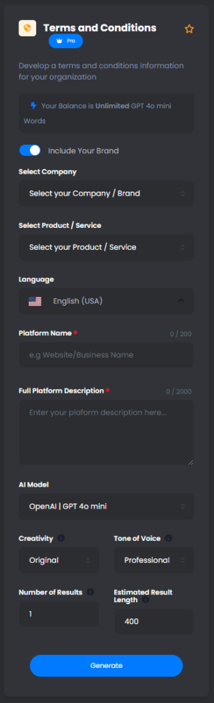 Terms and Conditions